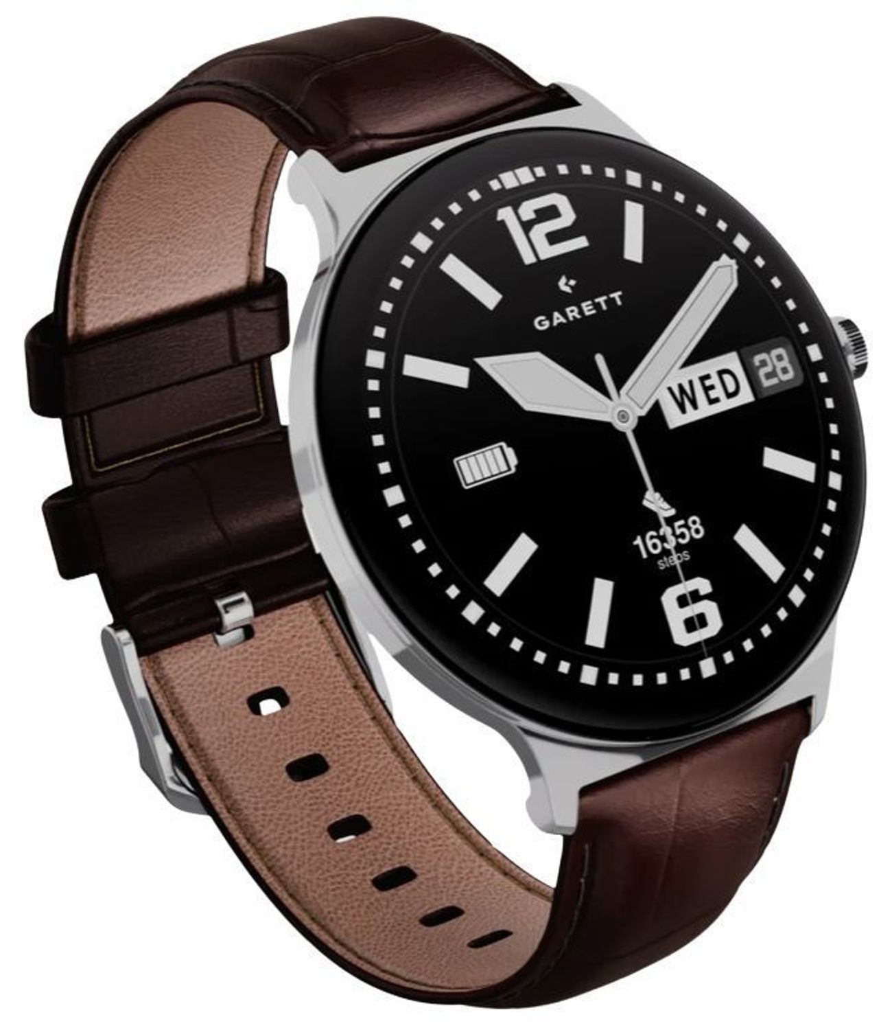Smartwatch męski Garett Quantum Glow srebrny stalowy AMOLED 1,43″ + pasek skórzany (4).jpg